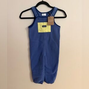Patagonia Kids Blue Fleece Overalls with Yellow Pocket 3T- NEW